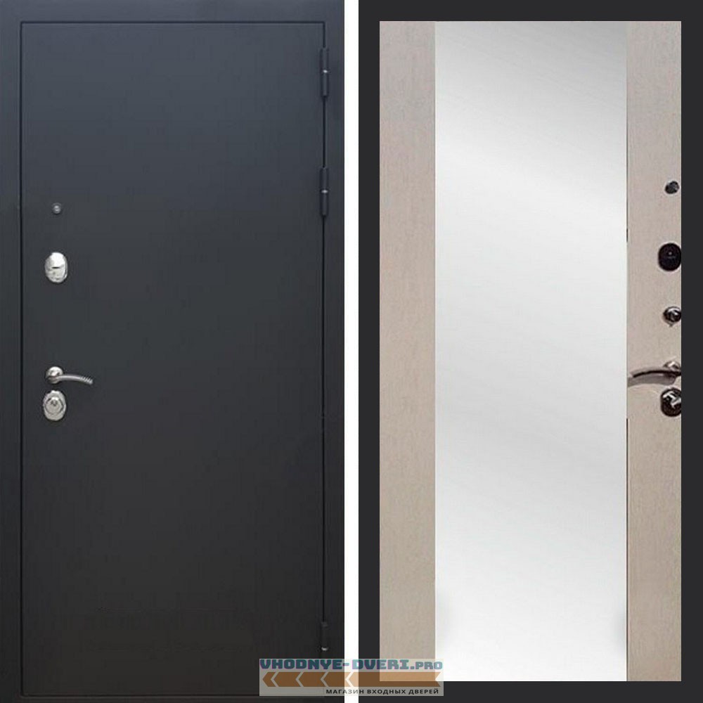 Входная дверь REX (Рекс) 1А Муар Чёрный сб-16 лиственница бежевая