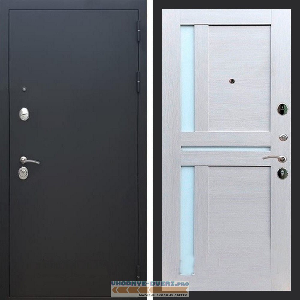 Входная дверь REX (Рекс) 1А Муар Чёрный сб-18 лиственница бежевая