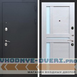 Входная дверь REX (Рекс) 1А Муар Чёрный сб-18 лиственница бежевая