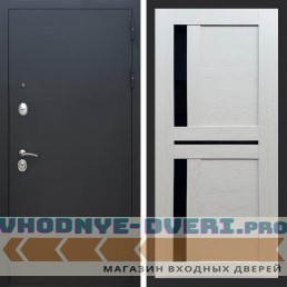 Входная дверь REX (Рекс) 1А Муар Чёрный сб-18 лиственница бежевая черное стекло