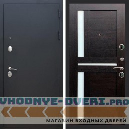 Входная дверь REX (Рекс) 1А Муар Чёрный сб-18 венге белое стекло