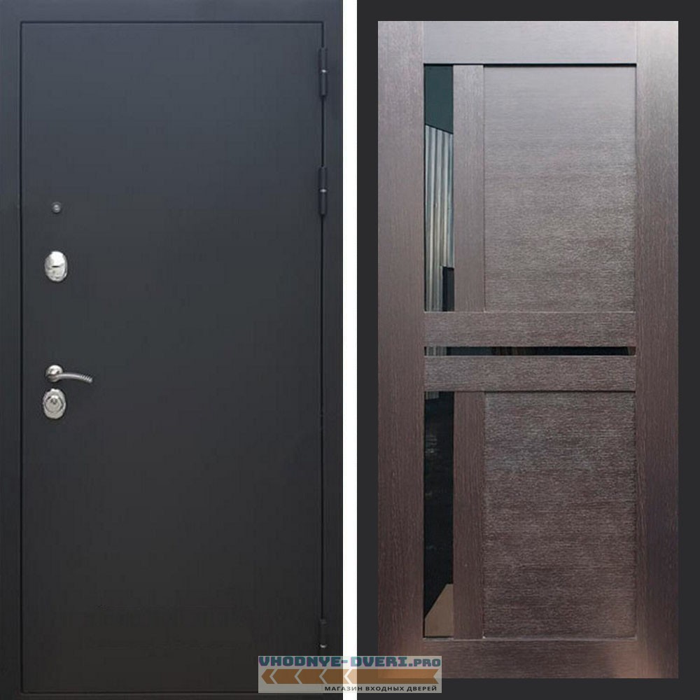 Входная дверь REX (Рекс) 1А Муар Чёрный сб-18 венге черное стекло