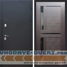 Входная дверь REX (Рекс) 1А Муар Чёрный сб-18 венге черное стекло