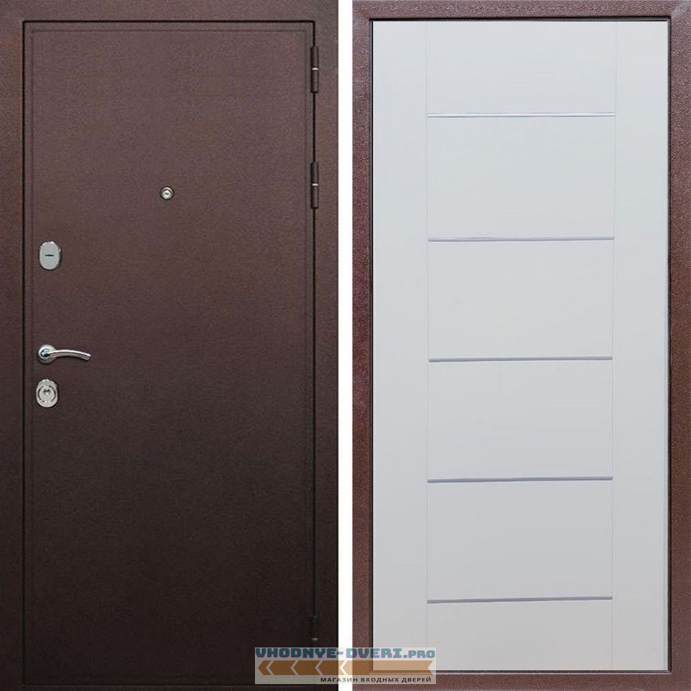 Входная дверь REX (Рекс) 5А Медный антик B03 молдинги белый ясень