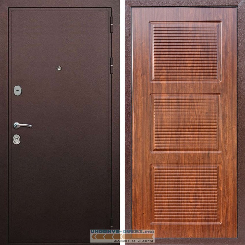 Входная дверь REX (Рекс) 5А Медный антик ФЛ-1 мореная берёза