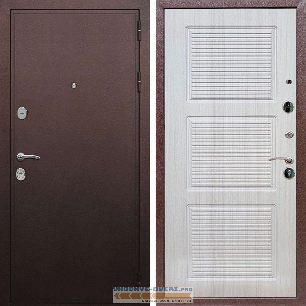 Входная дверь REX (Рекс) 5А Медный антик ФЛ-1 Сандал светлый