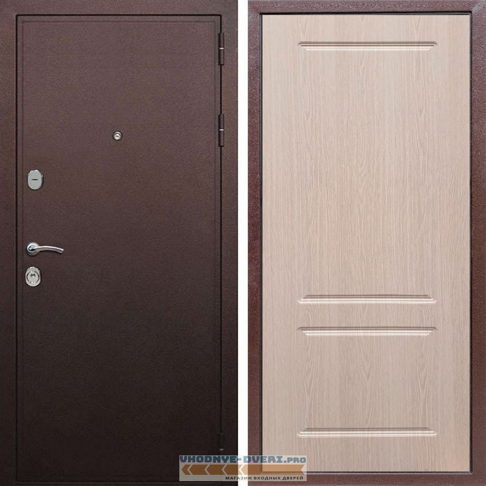 Входная дверь REX (Рекс) 5А Медный антик ФЛ-117 беленый дуб