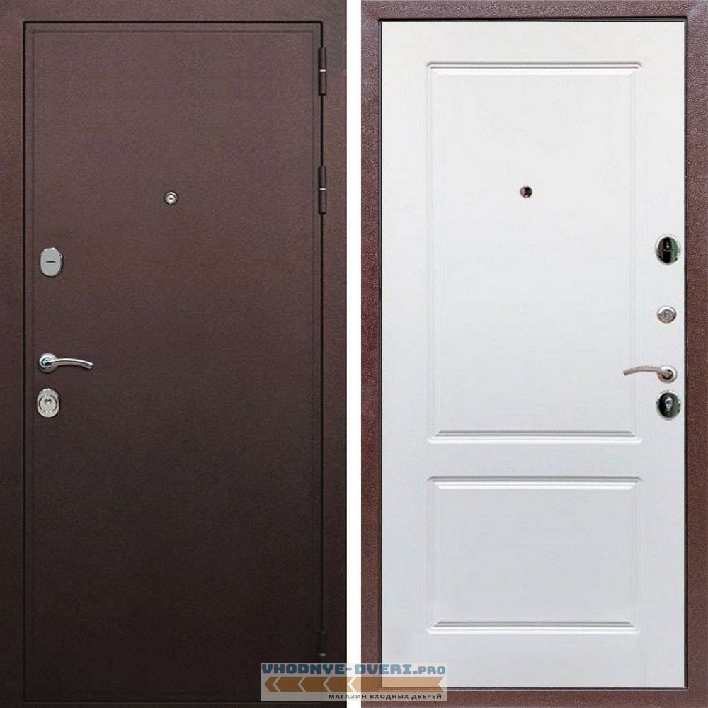 Входная дверь REX (Рекс) 5А Медный антик ФЛ-117 белый матовый