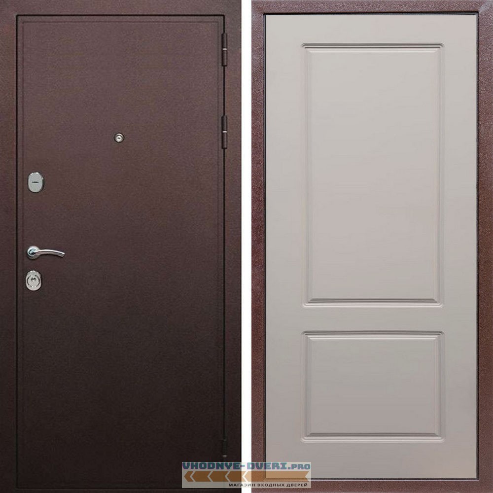 Входная дверь REX (Рекс) 5А Медный антик ФЛ-117 софт грей