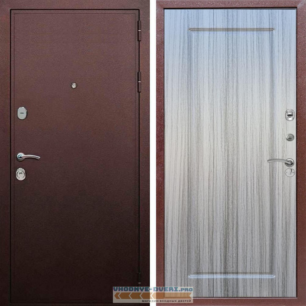 Входная дверь REX (Рекс) 5А Медный антик ФЛ-119 Сандал серый