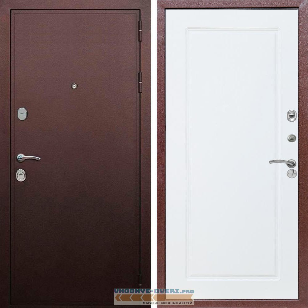 Входная дверь REX (Рекс) 5А Медный антик ФЛ-119 Белый матовый