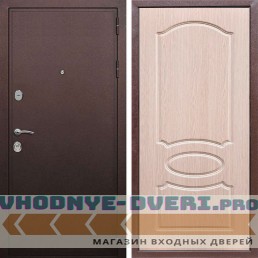 Входная дверь REX (Рекс) 5А Медный антик ФЛ-128 беленый дуб