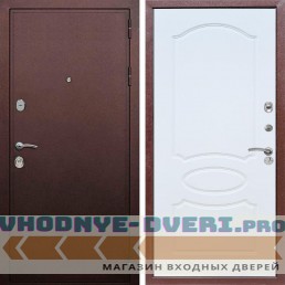 Входная дверь REX (Рекс) 5А Медный антик ФЛ-128 белый ясень