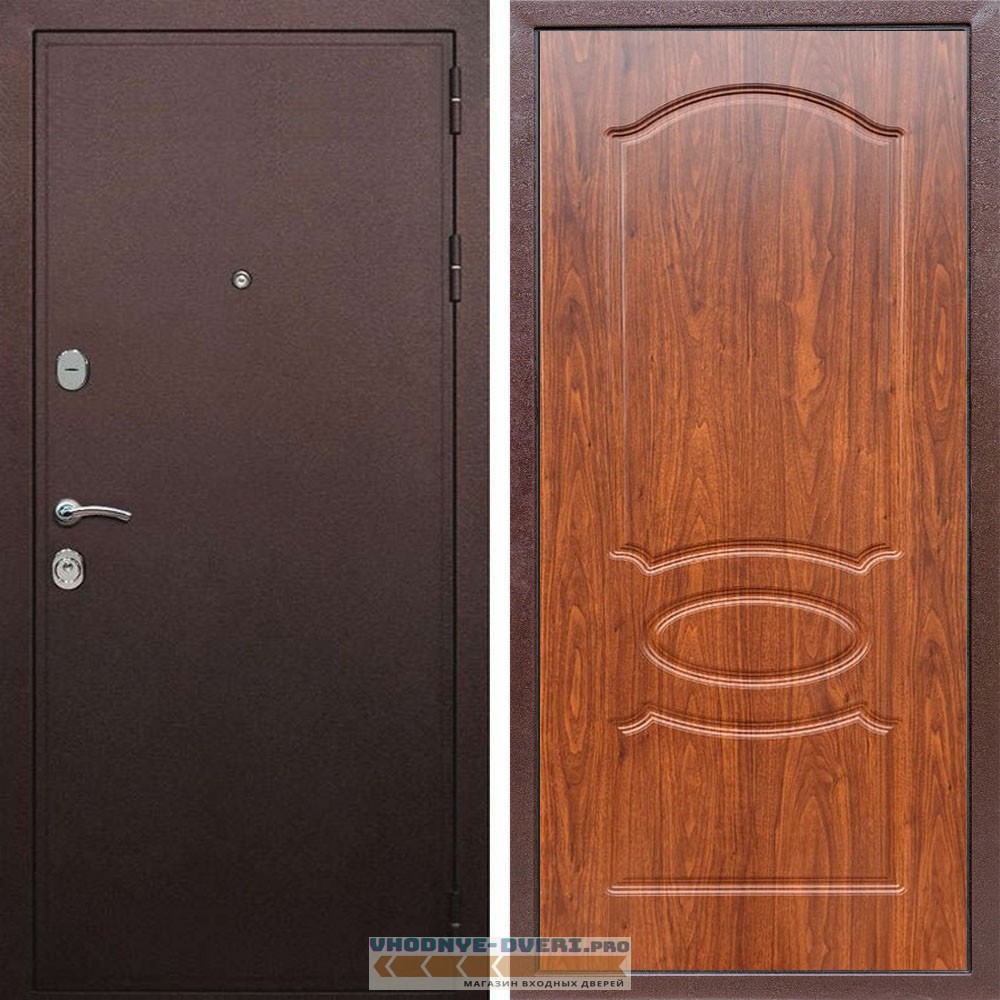 Входная дверь REX (Рекс) 5А Медный антик ФЛ-128 мореная береза