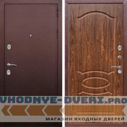 Входная дверь REX (Рекс) 5А Медный антик ФЛ-128 Орех темный