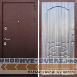 Входная дверь REX (Рекс) 5А Медный антик ФЛ-128 Сандал серый