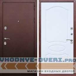 Входная дверь REX (Рекс) 5А Медный антик ФЛ-128 Белый матовый