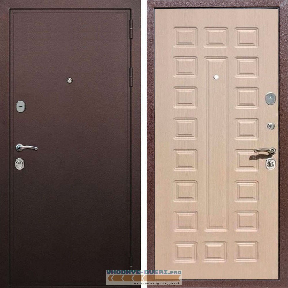 Входная дверь REX (Рекс) 5А Медный антик ФЛ-183 беленый дуб