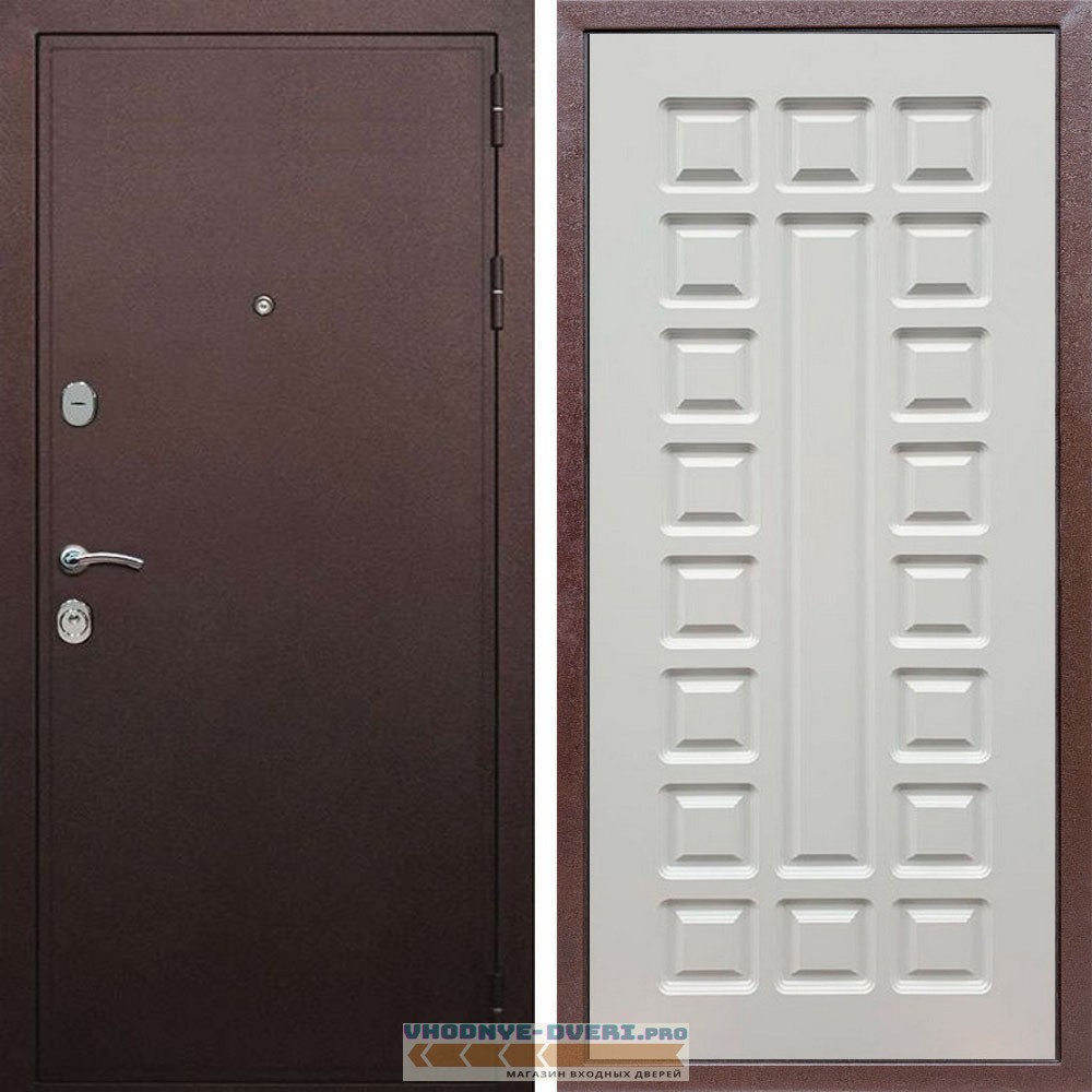 Входная дверь REX (Рекс) 5А Медный антик ФЛ-183 белый ясень