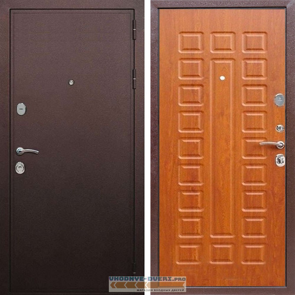 Входная дверь REX (Рекс) 5А Медный антик ФЛ-183 дуб светлый