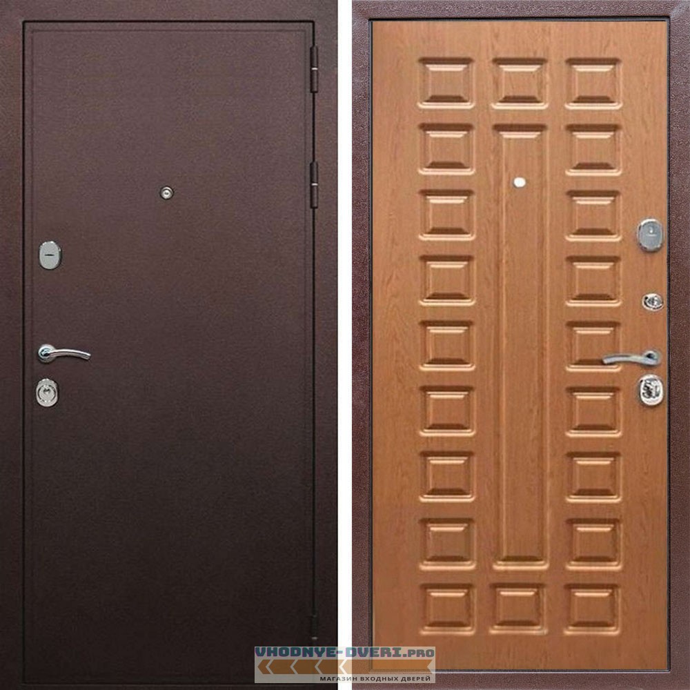 Входная дверь REX (Рекс) 5А Медный антик ФЛ-183 орех темный