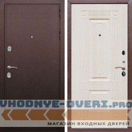 Входная дверь REX (Рекс) 5А Медный антик ФЛ-2 беленый дуб 16мм