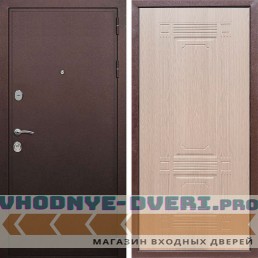 Входная дверь REX (Рекс) 5А Медный антик ФЛ-2 беленый дуб 6мм