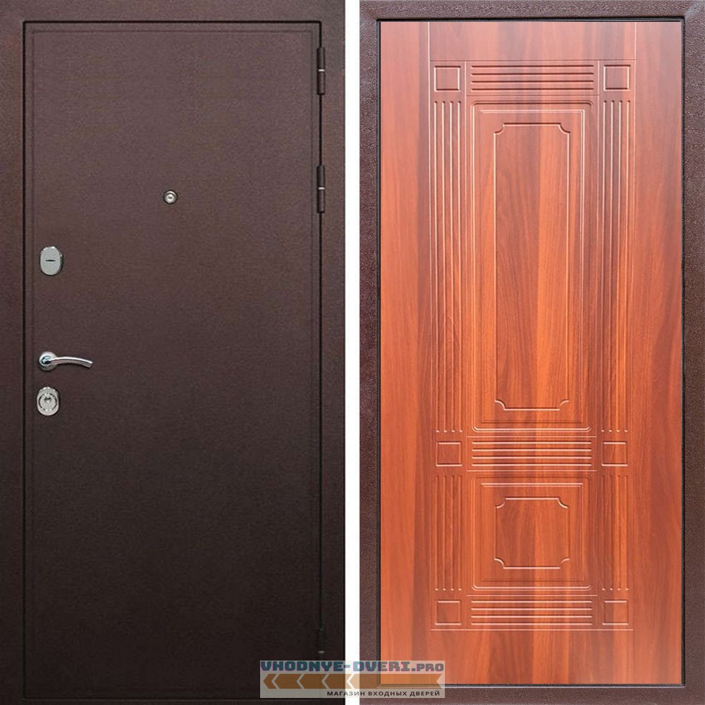 Входная дверь REX (Рекс) 5А Медный антик ФЛ-2 итальянский орех 6мм