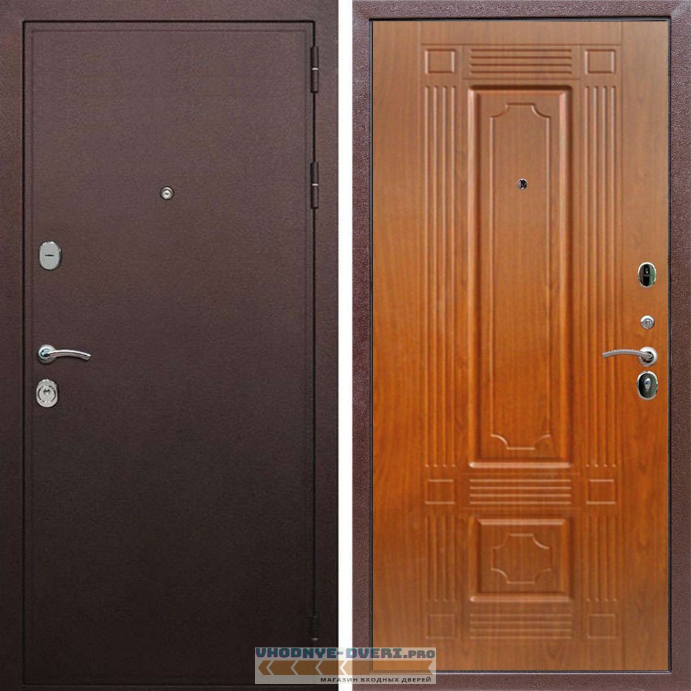 Входная дверь REX (Рекс) 5А Медный антик ФЛ-2 мореная береза 16мм