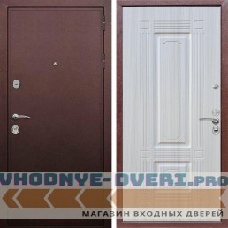 Входная дверь REX (Рекс) 5А Медный антик ФЛ-2 Сандал белый