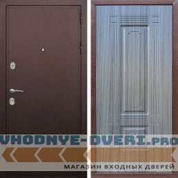 Входная дверь REX (Рекс) 5А Медный антик ФЛ-2 сандал серый 16 мм