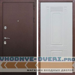 Входная дверь REX (Рекс) 5А Медный антик ФЛ-2 ясень белый 6 мм
