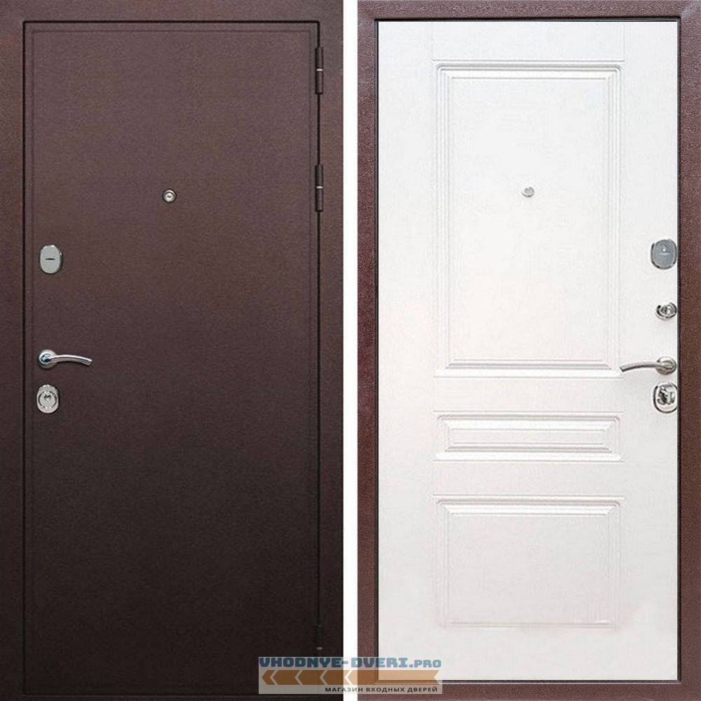 Входная дверь REX (Рекс) 5А Медный антик ФЛ-243 белый ясень