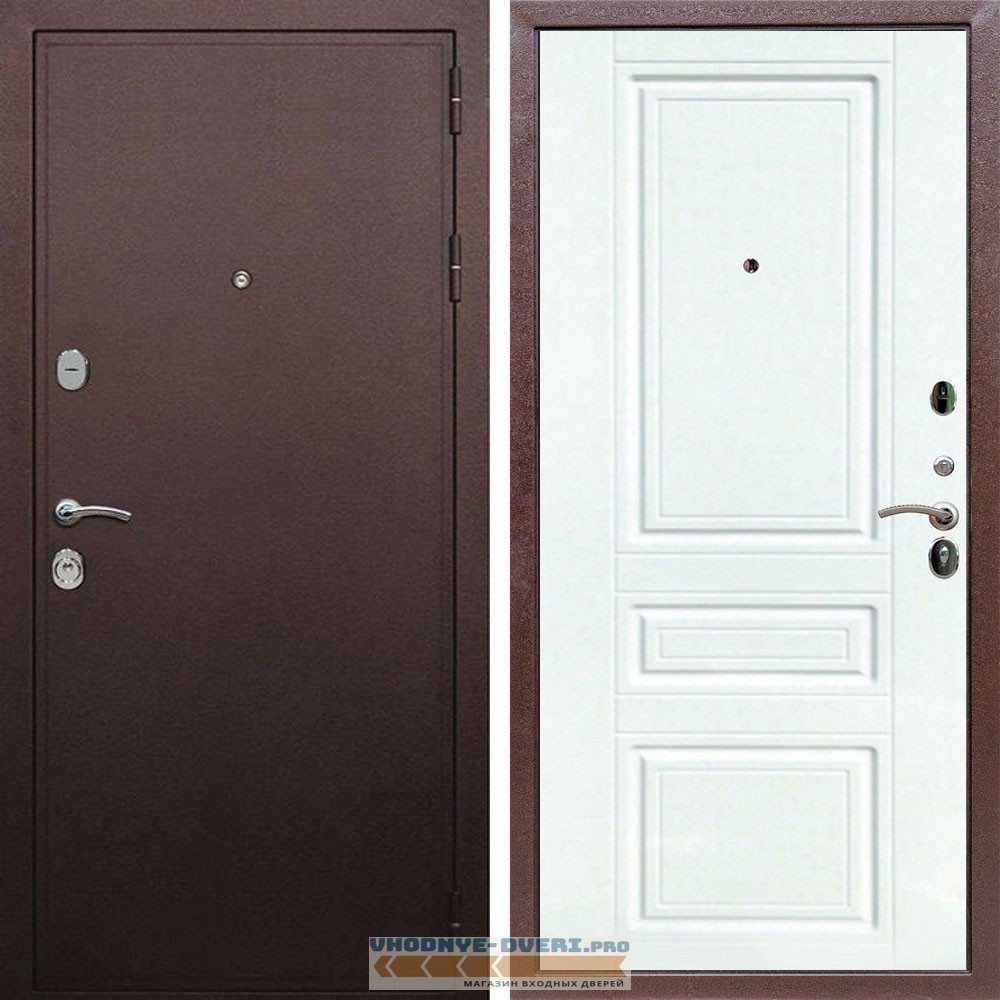 Входная дверь REX (Рекс) 5А Медный антик ФЛ-243 белый матовый