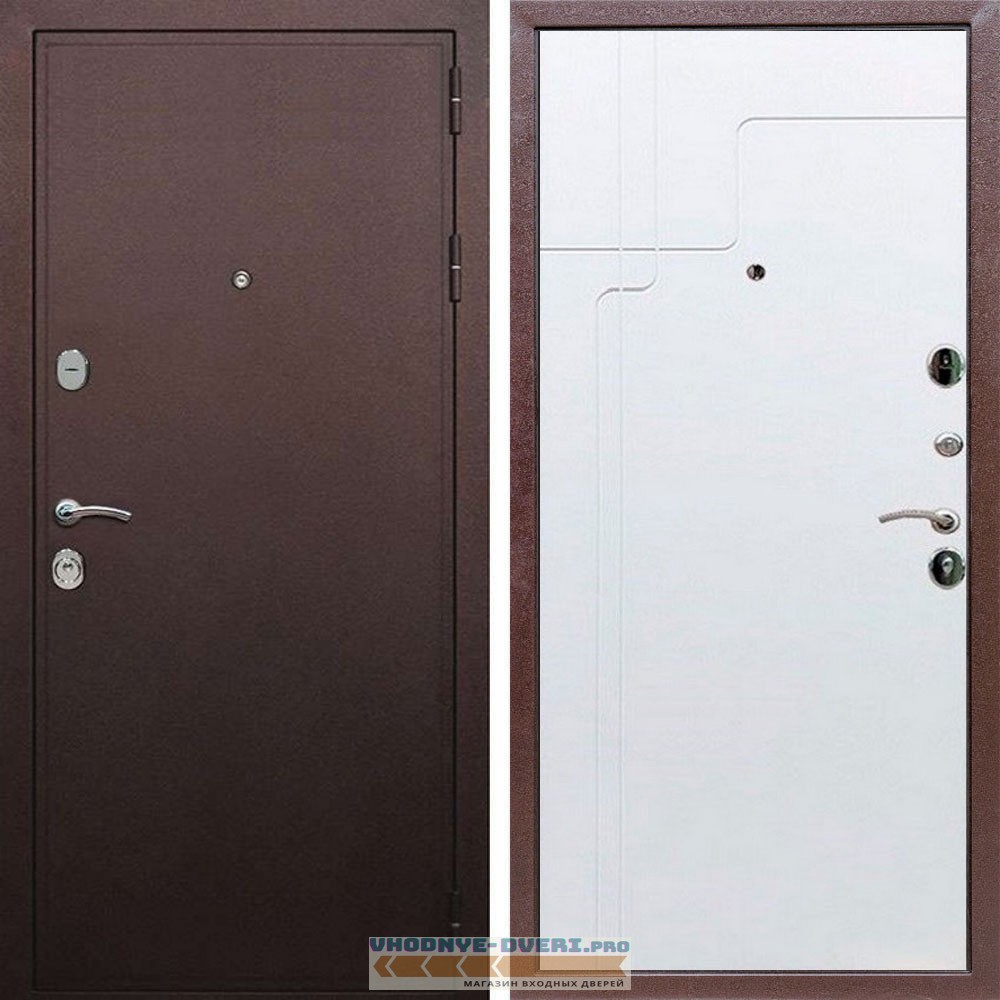 Входная дверь REX (Рекс) 5А Медный антик ФЛ-246 белый матовый