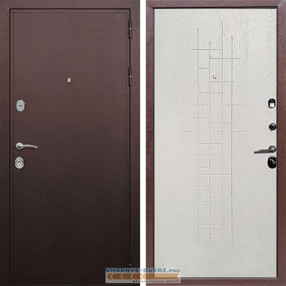 Входная дверь REX (Рекс) 5А Медный антик ФЛ-289 Белый ясень