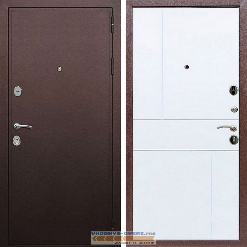 Входная дверь REX (Рекс) 5А Медный антик ФЛ-290 белый матовый