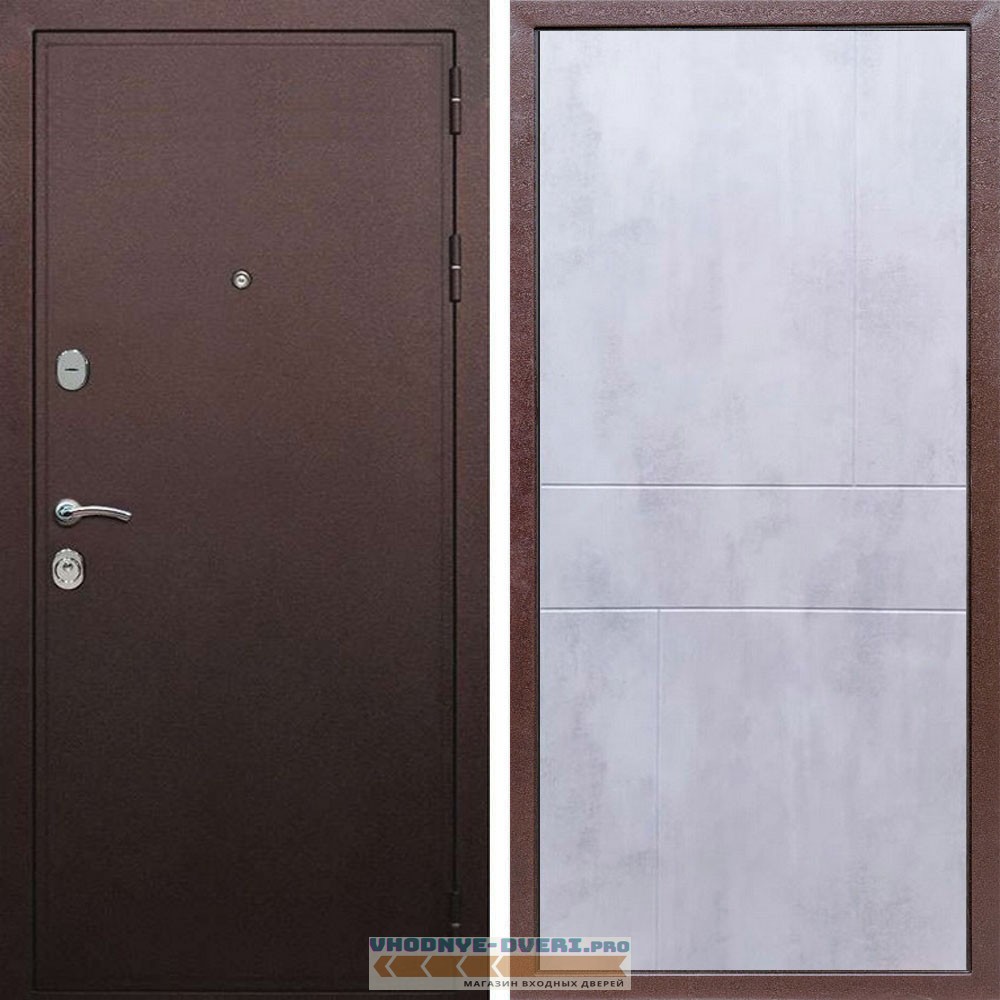 Входная дверь REX (Рекс) 5А Медный антик ФЛ-290 бетон светлый