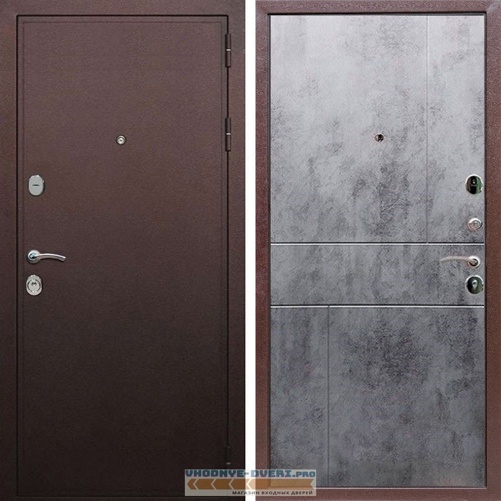 Входная дверь REX (Рекс) 5А Медный антик ФЛ-290 бетон темный