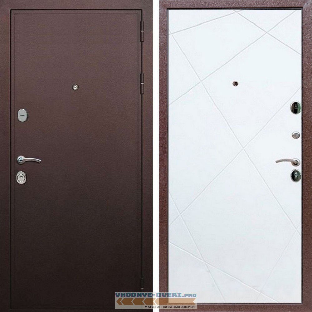 Входная дверь REX (Рекс) 5А Медный антик ФЛ-291 белый матовый