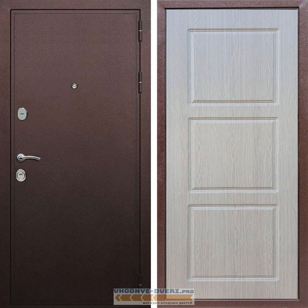 Входная дверь REX (Рекс) 5А Медный антик ФЛ-3 беленый дуб