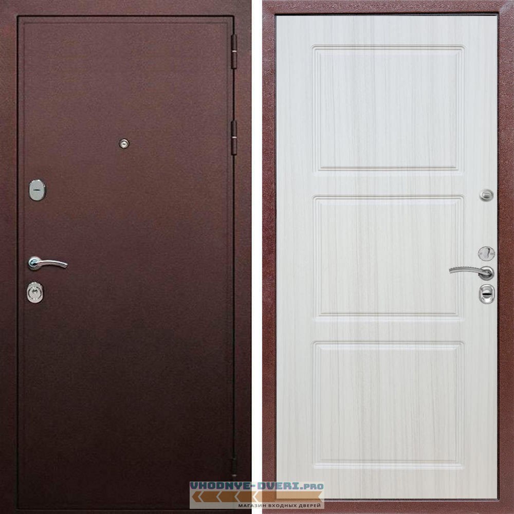 Входная дверь REX (Рекс) 5А Медный антик ФЛ-3 Сандал светлый