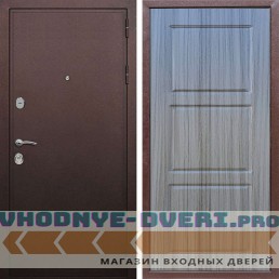 Входная дверь REX (Рекс) 5А Медный антик ФЛ-3 сандал серый