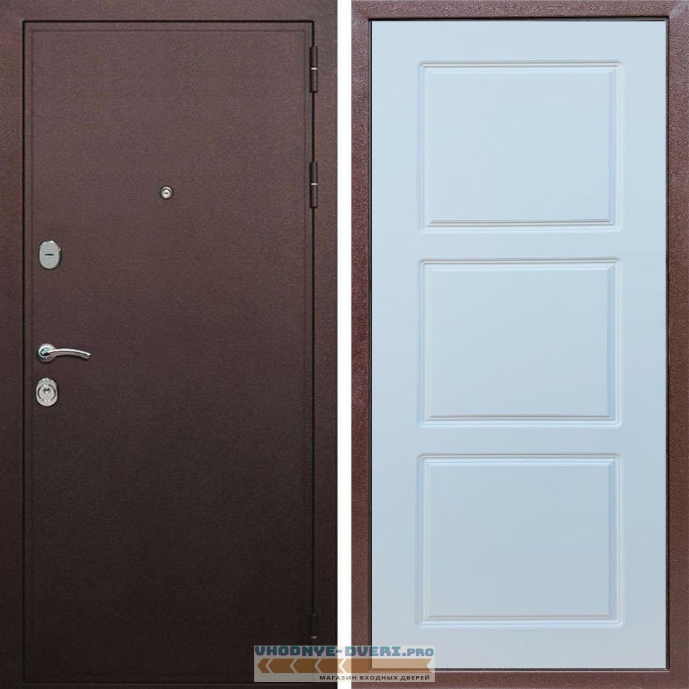 Входная дверь REX (Рекс) 5А Медный антик ФЛ-3 белый матовый