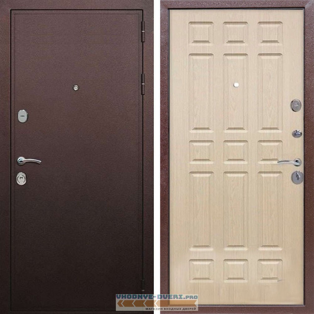 Входная дверь REX (Рекс) 5А Медный антик ФЛ-33 беленый дуб