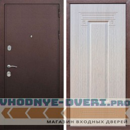 Входная дверь REX (Рекс) 5А Медный антик ФЛ-4 беленый дуб