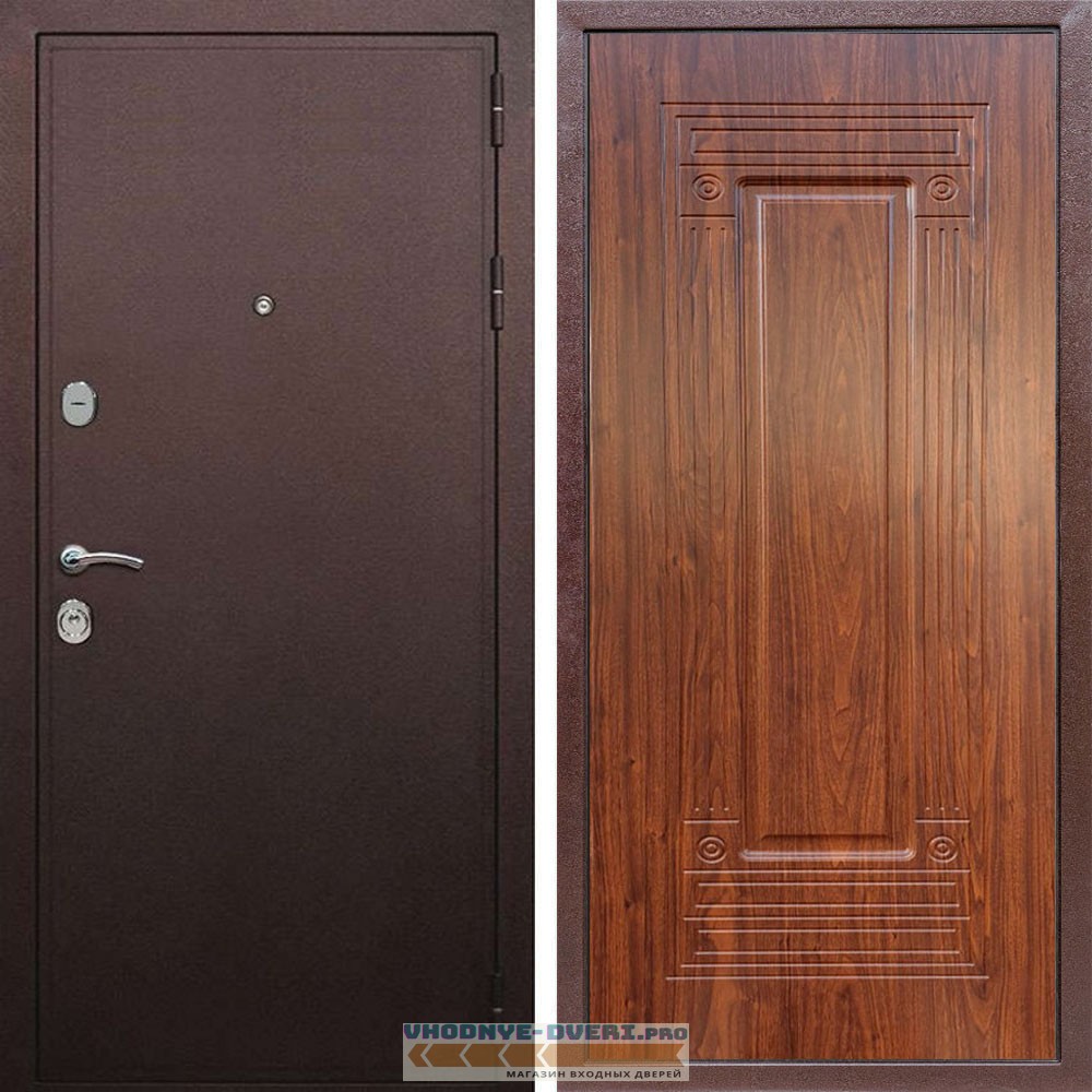 Входная дверь REX (Рекс) 5А Медный антик ФЛ-4 мореная берёза