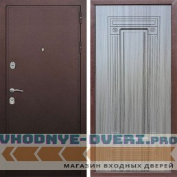 Входная дверь REX (Рекс) 5А Медный антик ФЛ-4 сандал серый