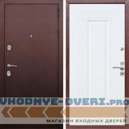 Входная дверь REX (Рекс) 5А Медный антик ФЛ-4 Белый матовый