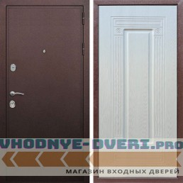Входная дверь REX (Рекс) 5А Медный антик ФЛ-4 ясень белый